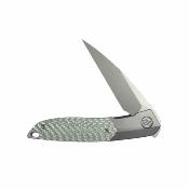 KUB406A KB Knives Spike | Couteau Lame Drop Point Acier M390 Beadblast | Manche Grey Titane & CFiber - Livraison Gratuite