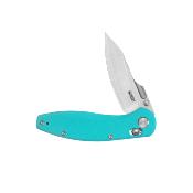 KUB422C Couteau Pliant Kubey Minor Lame Acier San Mai M2 (HRC 60-62) Manche G10 Tiffany Blue Crossbar Lock - Livraison Gratuite