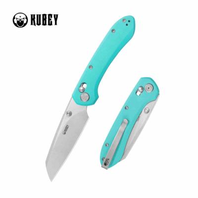 KUB446D Kubey Bonza Lame Acier 14C28N Satin Manche G10 Tiffany Blue Crossbar Lock - Livraison Gratuite