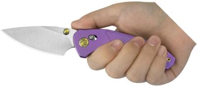 KUB488C — Couteau KB Knives Aero Lame Acier Bohler M390 Drop Point Satiné Manche Titane Violet Crossbar Lock Livraison Gratuite