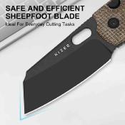 Ki348829BSA2 Kizer C01C 2.9 BS – Couteau Lame Acier Elmax Black Sheepsfoot Manche Norplex Brown Button Lock – Livraison Gratuite