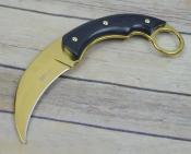 MT2084GD Karambit MTech Lame Hawkbill Acier 3Cr13 | Finition Dorée | Manche Pakkawood Noir Étui Nylon - Livraison Gratuite