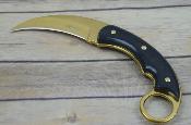 MT2084GD Karambit MTech Lame Hawkbill Acier 3Cr13 | Finition Dorée | Manche Pakkawood Noir Étui Nylon - Livraison Gratuite