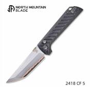 NMB2418CF5  North Mountain Blade Chop – Couteau pliant Crossbar Lock Lame Acier Damas 5-Layer Copper-Clad Tanto Manche Carbon Fiber - Livraison Gratuite