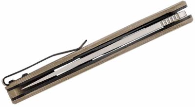 PFKP06GRMDW Couteau Petrified Fish Simum | Lame Trailing Point Acier K110 D2 | Manche Khaki Micarta Linerlock - Livraison Gratuite