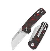 QS130XSE1 Couteau QSP Mini Penguin Red Lame Acier 14C28N Manche FCarbone IKBS - Livraison Gratuite
