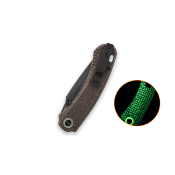 QS174A1 QSP Coyote Nitro V Glow Brown Couteau Lame Acier Nitro-V Manche Micarta Marron Glow Button Liner Lock - Livraison Gratuite