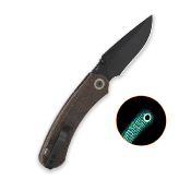 QS174A1 QSP Coyote Nitro V Glow Brown Couteau Lame Acier Nitro-V Manche Micarta Marron Glow Button Liner Lock - Livraison Gratuite