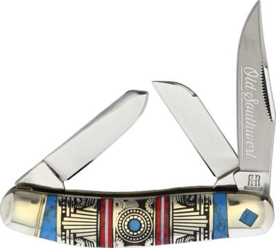 RR1753 — Couteau Rough Rider Old Southwest Sowbelly Stockman Lame Inox Miroir Clip Sheepsfoot Spey Os Façon Bois de Cerf Mitres Maillechort EDC Livraison Gratuite