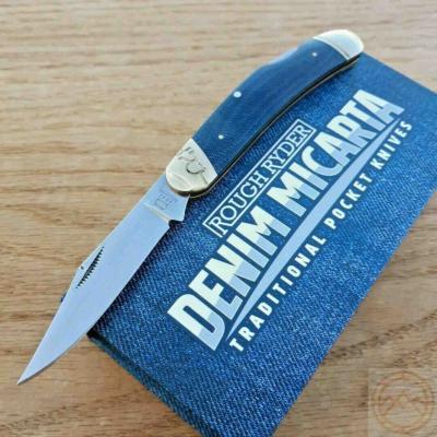 RR2183 Canif Rough Ryder Sowbelly Lockback Denim Lame Carbone T10 Manche Micarta - Livraison Gratuite