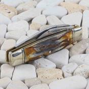 RR2530 – Couteau Rough Ryder Senator – Lame acier damas spear & wharncliffe Manche Os cannelle Slip joint – Livraison Gratuite