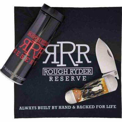 RRR040CB Couteau Pliant Rough Ryder Reserve Ghostfish | Lame Drop Point Acier D2 Satin | Manche Brown Bone & Slip Joint - Livraison Gratuite