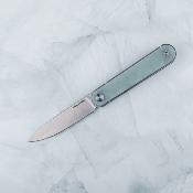 RS8061BN Real Steel IRIS – Couteau Pliant Liner Lock | Lame Drop Point 12C27 Satinée | Manche G10 Jade Naturel - Livraison Gratuite