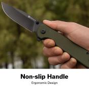 S240952 Couteau Sencut Aetheris Clip Point Lame Acier Inox 9Cr18MoV Manche G10 OD Green Linerlock Ouverture Flipper - Livraison Gratuite