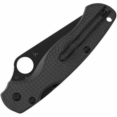 SC81PBBK2 Spyderco Paramilitary 2 Lightweight Made In USA | Couteau Lame Clip Point Acier CTS BD1N Black DLC | Manche Black FRN Compression Lock - Livraison Gratuite