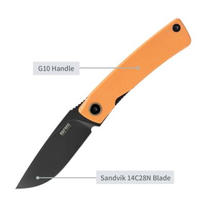SRM105MGJ SRM Air 105M-GJ | Lame Drop Point Acier 14C28N | Manche G10 Orange | Liner Lock | IKBS - Livraison Gratuite