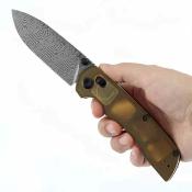 T1001V10 Couteau Tenable Kryo Lame Acier Damas Manche Ultem Ambre Crossbar Lock – Livraison Gratuite