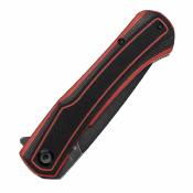 T1024A1 Couteau Tenable Kratos Pliant Drop Point Acier Nitro-V Manche G10 Black/Red Sécurité Liner Lock - Livraison Gratuite 
