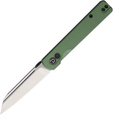 TD013OD Couteau Defcon Operator Tanto Reverse Lame Sandvik 14C28N Manche Aluminium OD Green Sécurité Button Lock - Livraison Gratuite