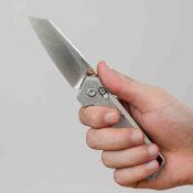 VOSA3509 Couteau Vosteed Parallel A3509 | Lame Reverse Tanto Acier S35VN  Manche Titane Arctic Crackle | Crossbar Lock - Livraison Gratuite