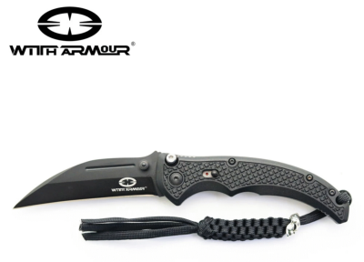 WAR075BK WithArmour Black Claw Lame Acier 440C Linerlock Clip - Livraison Gratuite