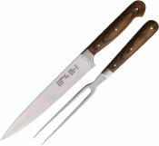 ZWB2169 Zweibruder Knife and Fork Set – Set Couteau & Fourchette Acier Inox Satin – Manche Bois Brun – Coffret – Livraison Gratuite